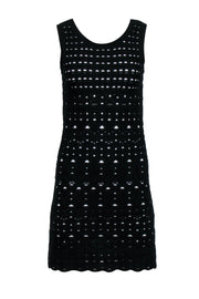 Current Boutique-Chanel - Black Knit Overlay Sleeveless Mini A-Line Dress Sz 4