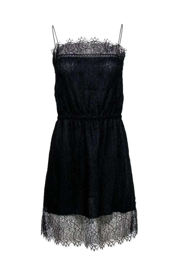 Current Boutique-Chanel - Black Lace Sheath Dress w/ Thin Straps Sz 6