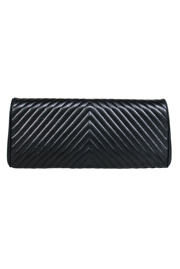 Current Boutique-Chanel - Black Leather Chevron Clutch