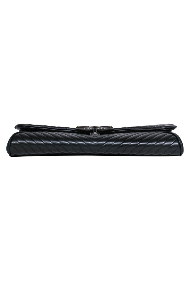 Current Boutique-Chanel - Black Leather Chevron Clutch