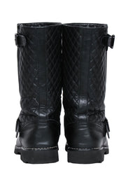 Current Boutique-Chanel - Black Quilted Leather Biker Boots Sz 8