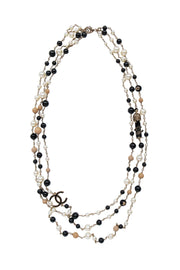 Current Boutique-Chanel - Black, White & Tan Faux Pearl Layered 100th Anniversary Necklace