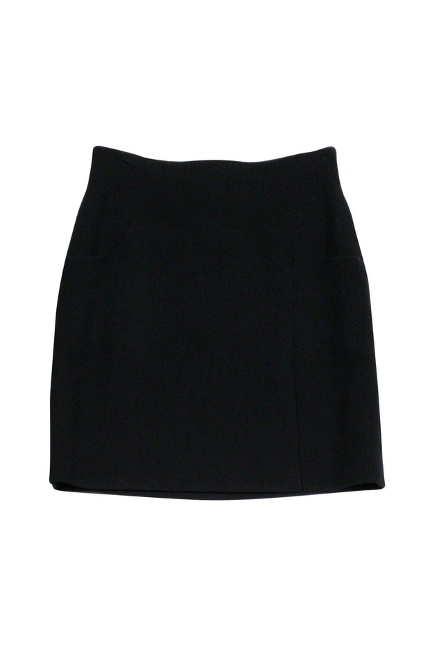 Current Boutique-Chanel - Black Wool Pencil Skirt Sz 12