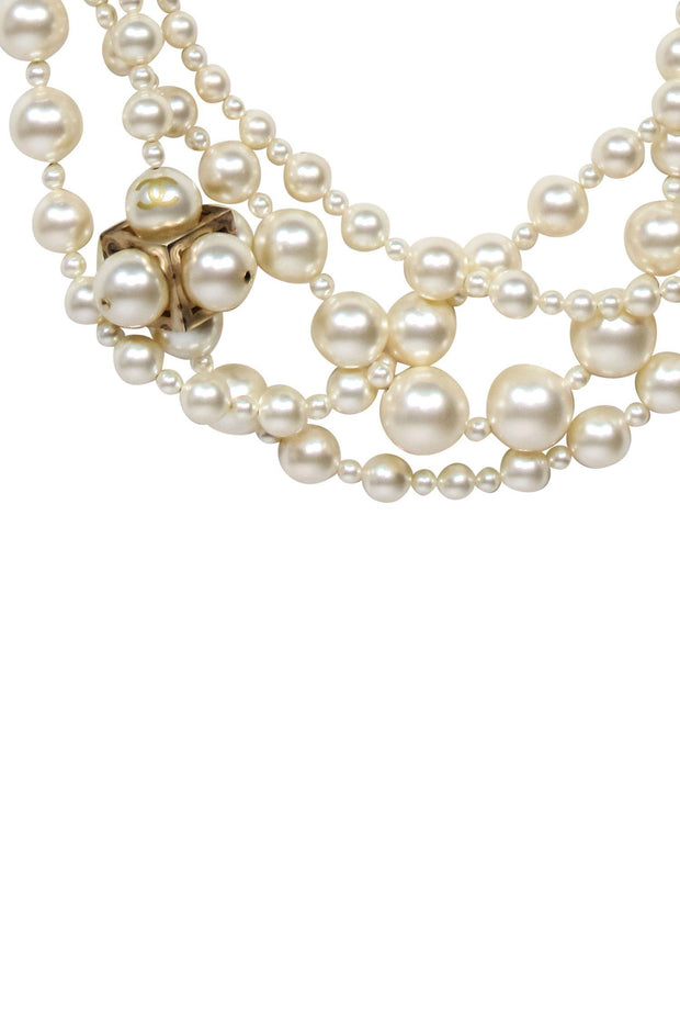 Current Boutique-Chanel - Faux Pearl Bubble & Square Design Layered Necklace