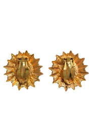 Current Boutique-Chanel - Gold & Pearl Sun Design Clip-On Earrings