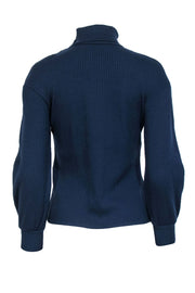 Current Boutique-Chanel - Navy Ribbed Asymmetrical Anchor Button Sweater Sz M