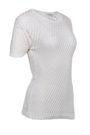 Current Boutique-Chanel - White Loose Knit Short Sleeve Sweater Sz 8