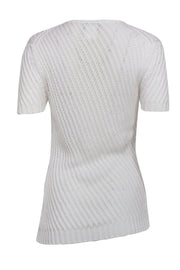 Current Boutique-Chanel - White Loose Knit Short Sleeve Sweater Sz 8