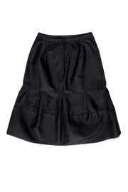 Current Boutique-Charles Chang-Lima - Black Silk & Wool Skirt w/ Inverted Pleats Sz 8