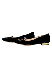 Current Boutique-Charlotte Olympia - Black Velvet Cat Loafers Sz 11