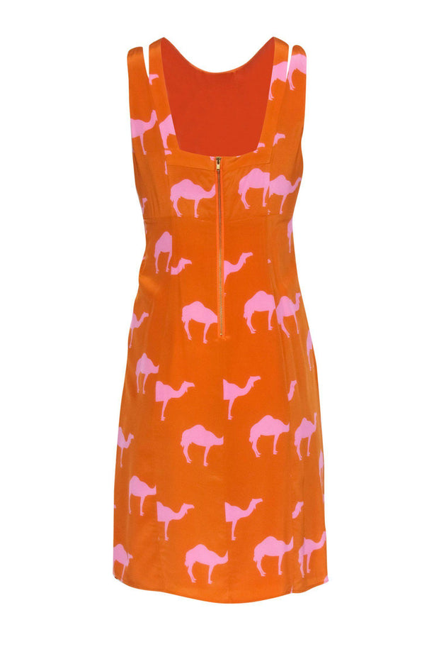 Current Boutique-Charlotte Taylor - Orange & Pink Camel Printed Pleated Dress Sz 4