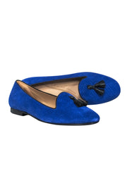 Current Boutique-Chatelles - Blue Suede Snakeskin Embossed Loafers w/ Tassels Sz 10