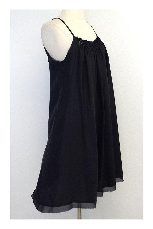 Current Boutique-Chelsea Flower - Black Silk Spaghetti Strap Dress Sz S