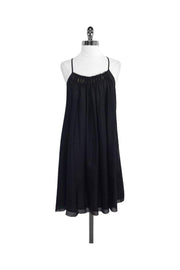 Current Boutique-Chelsea Flower - Black Silk Spaghetti Strap Dress Sz S