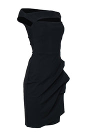 Current Boutique-Chiara Boni - Black Cowl Neck Cutout Sheath Dress w/ Ruching Sz 4