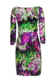 Current Boutique-Chiara Boni - Painted Floral Print Pleated Sheath Dress Sz 8