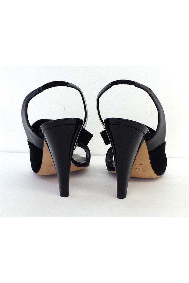 Current Boutique-Christian Dior - Black Patent Leather & Suede Sandal Heels Sz 11