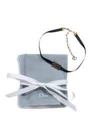 Current Boutique-Christian Dior - Black Ribbon "Dior" Choker w/ Stars & Hearts