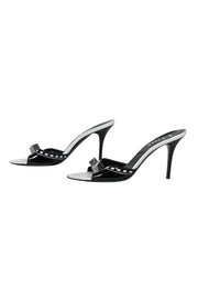 Current Boutique-Christian Dior - Black & White Patent Leather Open Toe Pumps w/ Dice Design Sz 11