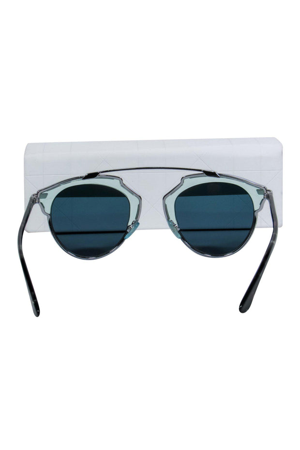 Current Boutique-Christian Dior - Blue & Silver Aviator "DiorSoReal" Sunglasses