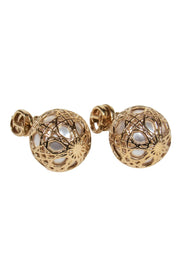 Current Boutique-Christian Dior - Gold & Pearl Art Deco Resin "Tribales" Earrings