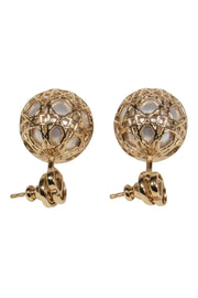 Current Boutique-Christian Dior - Gold & Pearl Art Deco Resin "Tribales" Earrings