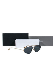 Current Boutique-Christian Dior - Gold Thin Teardrop-Style Sunglasses w/ Cutouts