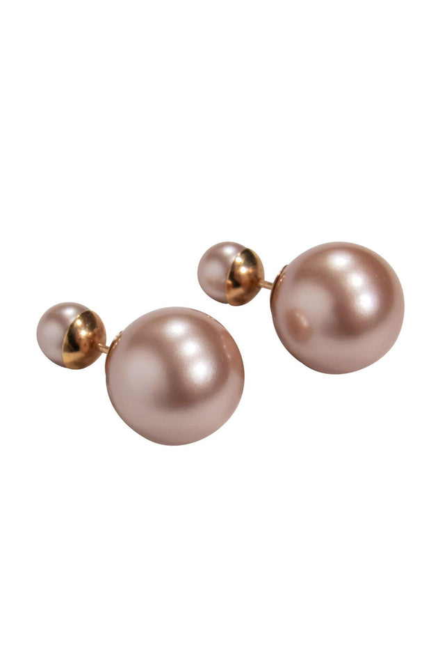 Current Boutique-Christian Dior - Pink Pearl Resin "Tribales" Earrings