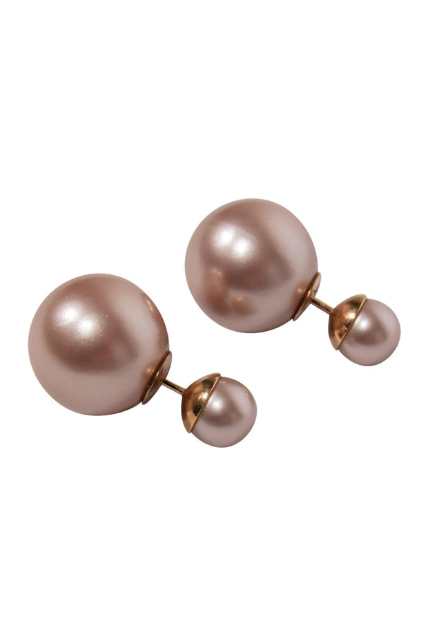 Current Boutique-Christian Dior - Pink Pearl Resin "Tribales" Earrings