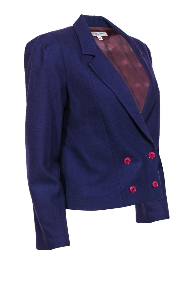 Current Boutique-Christian Dior - Vintage Purple Wool Cropped Blazer Sz 12