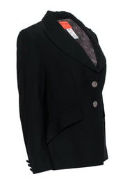 Current Boutique-Christian LaCroix - Black Two-Button Peak Lapel Blazer w/ Etched Buttons Sz 10