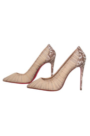 Current Boutique-Christian Louboutin - Beige Ruched Chiffon "Draperia" Pumps Sz 7.5