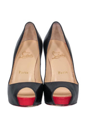 Current Boutique-Christian Louboutin - Black Leather Peep Toe Pumps Sz 6