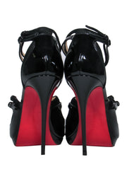 Current Boutique-Christian Louboutin - Black Patent Leather Open Toe Stilettos w/ Sparkly Trim Sz 8