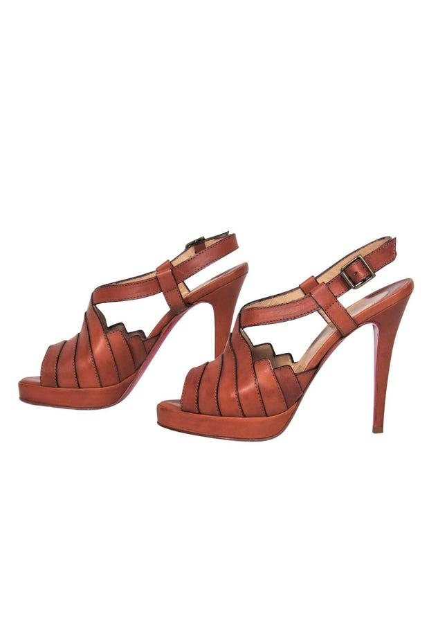 Current Boutique-Christian Louboutin - Brown Leather Slingback Heeled Sandals Sz 7.5