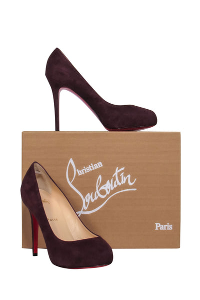 Current Boutique-Christian Louboutin - Deep Plum Suede "New Declic" Pumps Sz 7.5