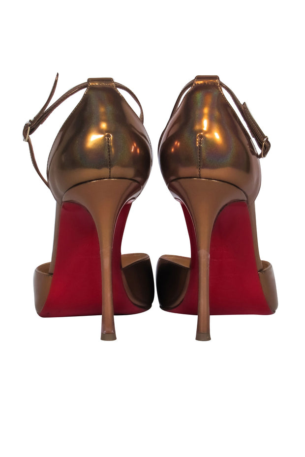 Current Boutique-Christian Louboutin - Gold Round Toe Pumps w/ Ankle Straps Sz 8.5