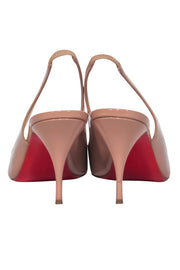 Current Boutique-Christian Louboutin - Nude Patent Leather Pointed Toe Slingback Pumps Sz 9.5