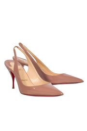 Current Boutique-Christian Louboutin - Nude Patent Leather Pointed Toe Slingback Pumps Sz 9.5