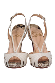 Current Boutique-Christian Louboutin - White Leather & Snakeskin Strappy Slingback Pumps Sz 7.5