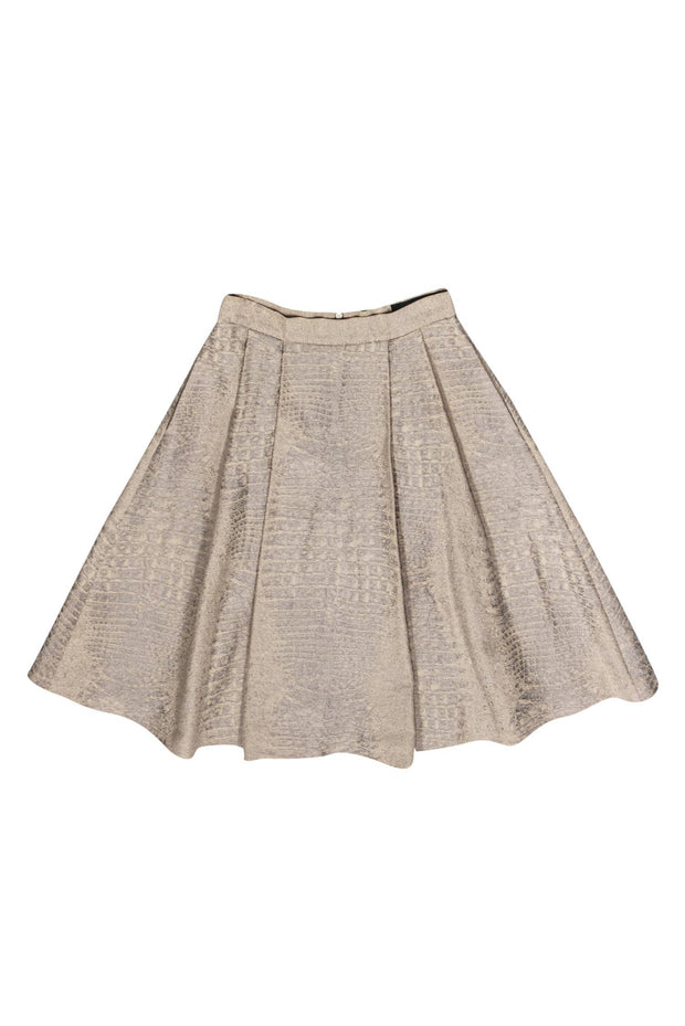 Current Boutique-Christian Siriano - Beige Reptile Textured A-Line Skirt Sz 0