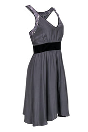 Current Boutique-Christopher Deane - Gray Silk Racerback Dress w/ Lace Sz 2