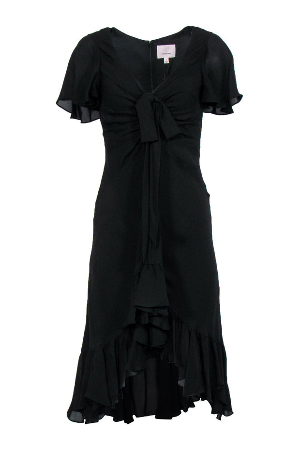 Current Boutique-Cinq a Sept - Black A-Line Dress w/ Ruffle Hemline & Bow Sz 2