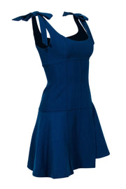 Current Boutique-Cinq a Sept - Blue Patch Mini Dress w/ Tie Straps Sz 00