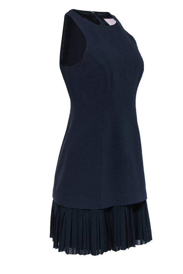 Current Boutique-Cinq a Sept - Navy Sheath Dress w/ Pleated Drop Hem Sz 4