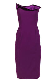 Current Boutique-Cinq a Sept - Purple Strapless Sheath Dress w/ Satin Ruffles Sz 10