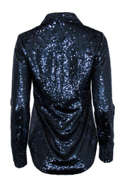 Current Boutique-Cinq a Sept - Smokey Blue Sequined Collar Blouse Sz XS