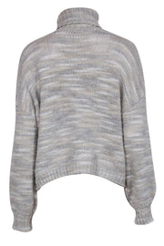 Current Boutique-Cinq a Sept - Tan & Gray Turtleneck Sweater w/ Feathers Sz S