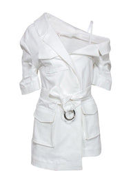 Current Boutique-Cinq a Sept - White Asymmetric Cropped Sleeve "Katie" Jacket Sz 12