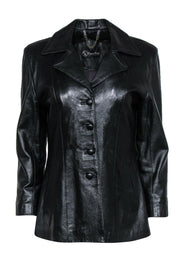 Current Boutique-Cinzia Picci - Vintage Black Shiny Leather Blazer Sz M